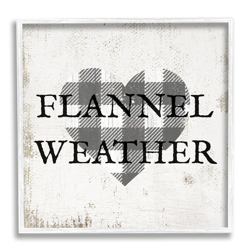Flanelle météo phrase patchwork à carreaux cœur patiné - art textuel, H 17 po x l 17 po x P 1,5 po