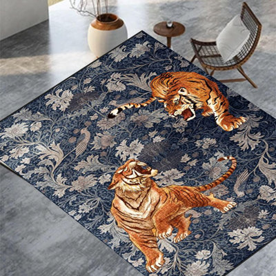 Tapis lavables Tiger pour salon, grand tapis rétro doux, tapis de sol ultra fin antidérapant pour bureau à domicile