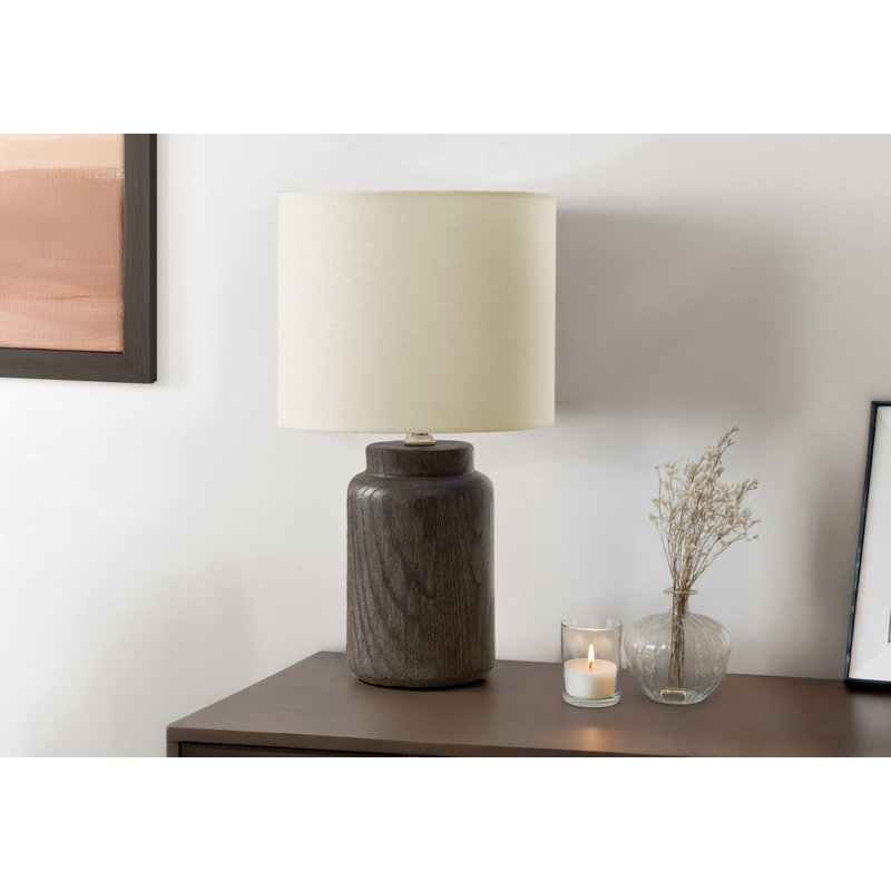 Lighting, H 17 po, lampe de table, résine taupe, abat-jour ivoire / crème, Brun