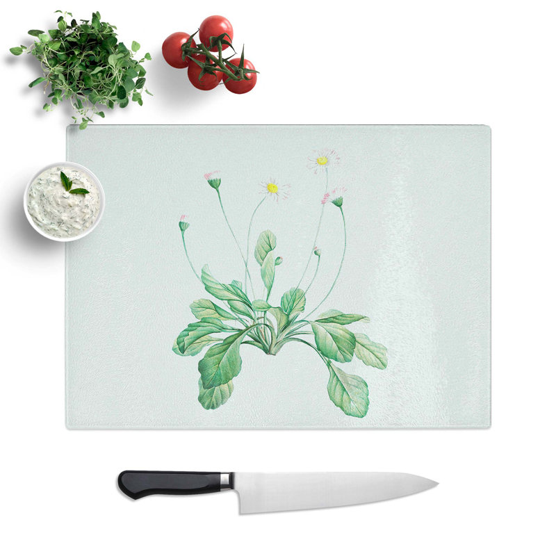 Tempered Glass Daisy Flowers Chopping Board, 39 cm W x 28.5 cm L