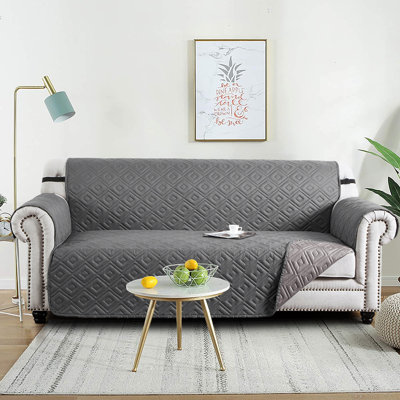 Waterproof Reversible Sofa Cover Quilted Anti-Slip Couch Protector with Adjustable Strap