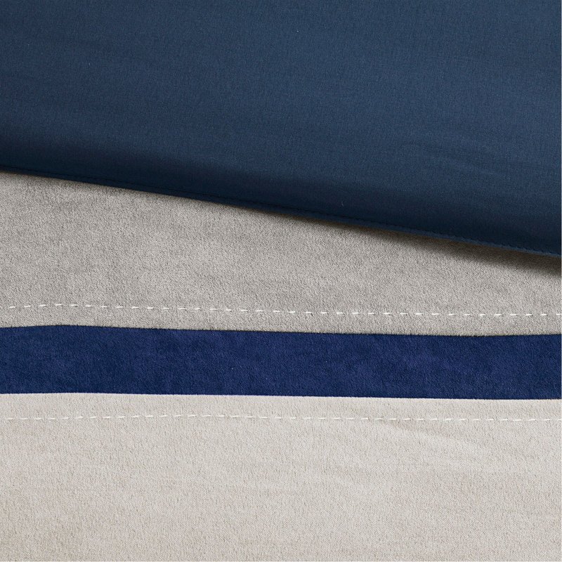 Ensemble d'édredon en faux suède 7 pièces Blue King, Édredon de très grande taille et 6 pièces suppl, Blue Patchwork