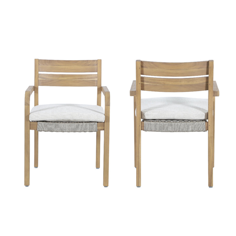 Ensemble de 2 chaises d'extérieur Arina, siège rembourré, osier gris, brun