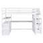 Lit mezzanine multifonctionnel avec bureau intégré, tablettes, tiroirs de rangement et escalier pour un espace de vie et de travail amélioré-322671816