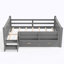 Twin Size Floor Bed with Storage Bookcases and Drawers-133599424-133599420
