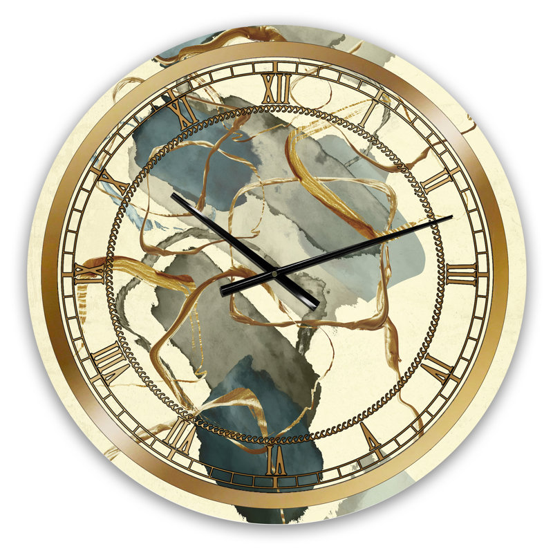 Gold Glam Squares VII - Horloge murale glam, Moyen