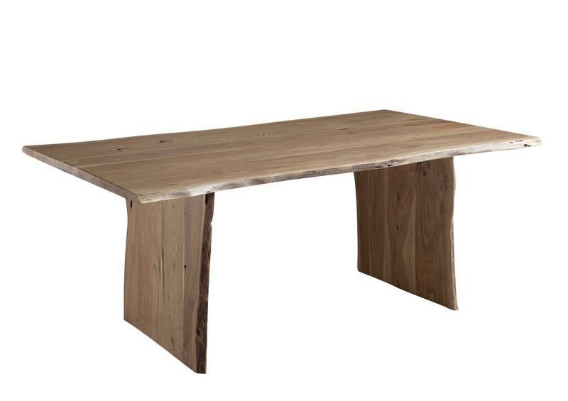 Pure Acacia Acacia Solid Wood Dining Table, H76 x L100 x W200cm, Ecru