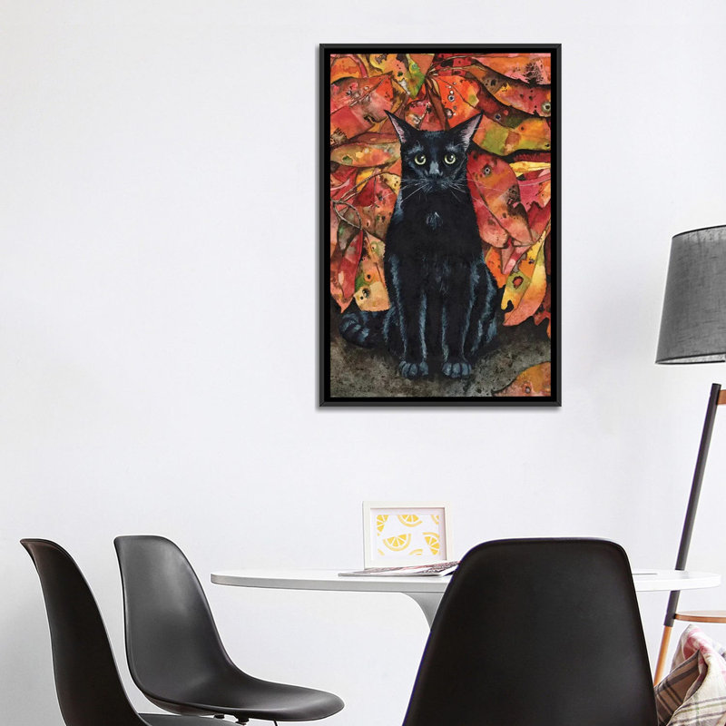 « Ailurophobie » par Maggie Vandewalle-reproduction d’art, H 40 po x l 26 po x P 1,5 po, Toile avec cadre noir, Pas de tapis