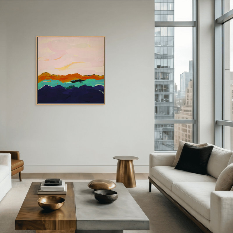 Nature Inspired Twilight Silhouette, 48" H x 48" W, Framed Canvas, Brown