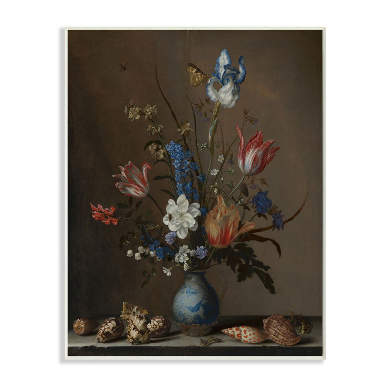«Vintage Bouquet Design» par Ziwei Li - reproduction d'art graphique, H 20 po x l 16 po x 1,5 po, Giclée encadrée noir minuit