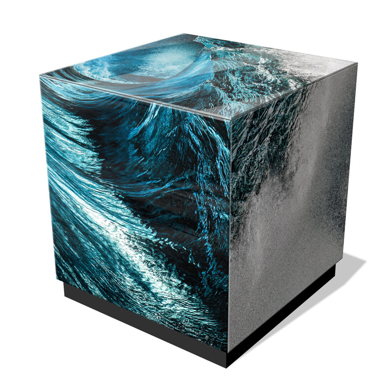 Glass End Table with Black Base
