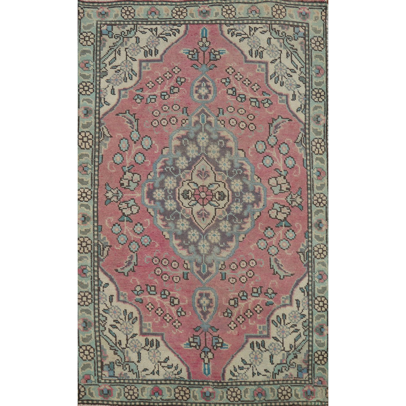 Tapis rose médaillon en laine 3x5