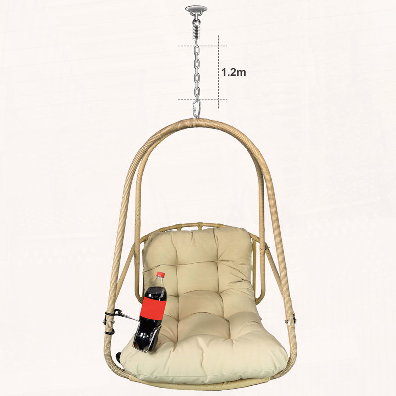 Fauteuil à œufs pivotant avec support de type C (support non inclus), Coussin beige / structure brune