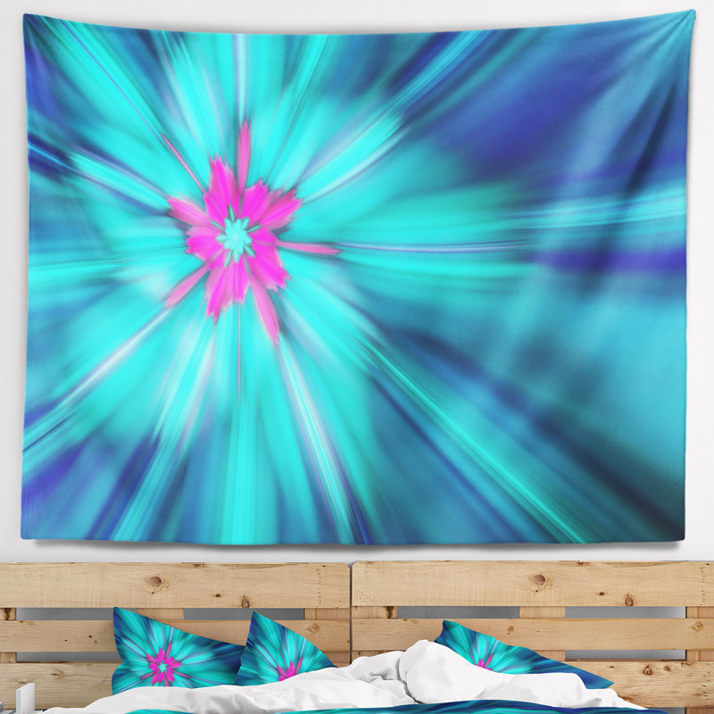 Tapisserie bleu rotatif floral, H 68 po x l 80 po