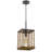 Winfall 60W Square Metal Pendant Light with Birch Wood Bottom Trim and Burlap Rope Shade