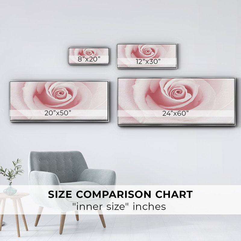 Rose Embrace- Framed Canvas, 20" H x 50" W