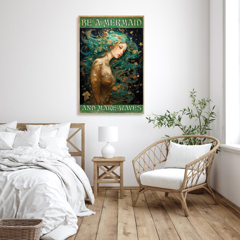 «Be a Mermaid And Make Waves», reproduction sur toile, H 36 po x l 24 po x P 1,25 po