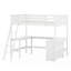 Lit mezzanine double avec tablettes et bureau, lit mezzanine en bois avec bureau-2006456566