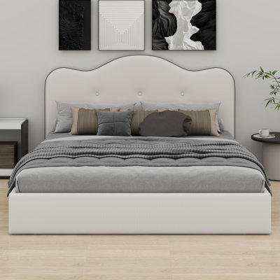 Cadre de lit plateforme contemporain tapissier, look élégant pour chambre d'amis et chambre à coucher