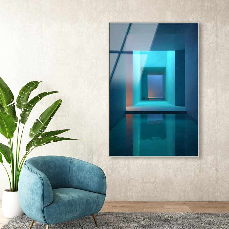 Cerulean Corridor I Print, 16"H x 11"W, Silver Floater Frame