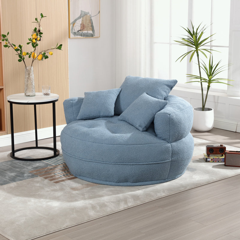 Canapé simple en chenille avec coussins, Bleu clair