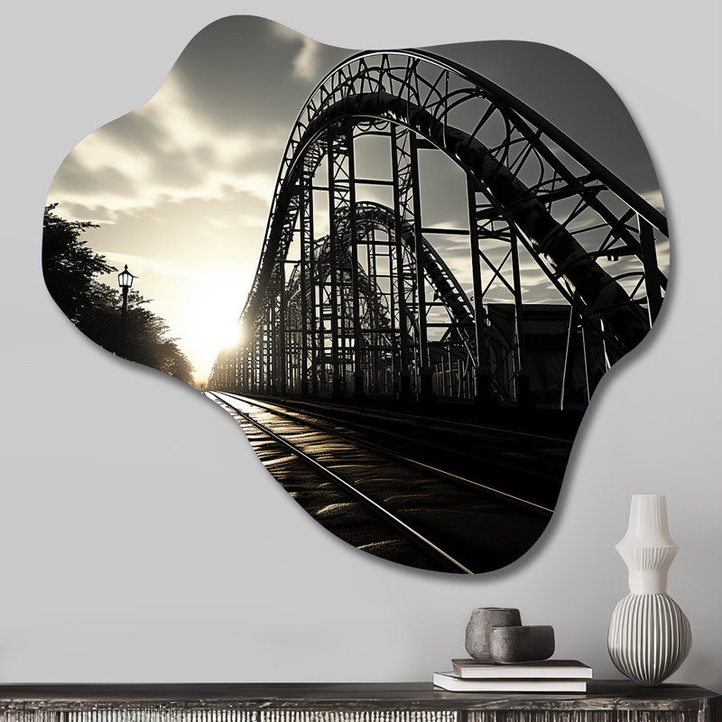 Rollercoaster Shadow - Cloud Amusement Parks, art mural en métal, reproduction de sculpture murale asymétrique en métal