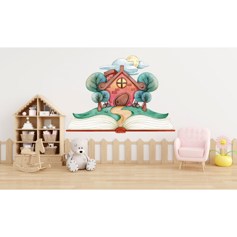 Décalcomanie de bibliothèque pour arbre de maison de conte de fées, art mural, H 57 po x l 40 po