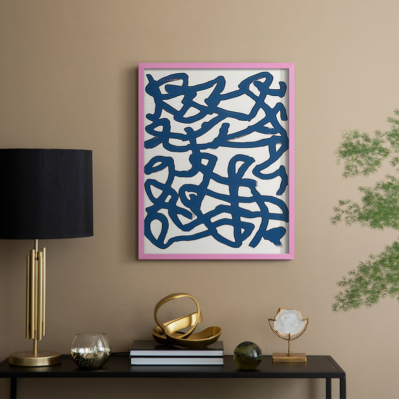 Abstrait, encadré, prêt à accrocher , Rose, H 10 po x l 8 po
