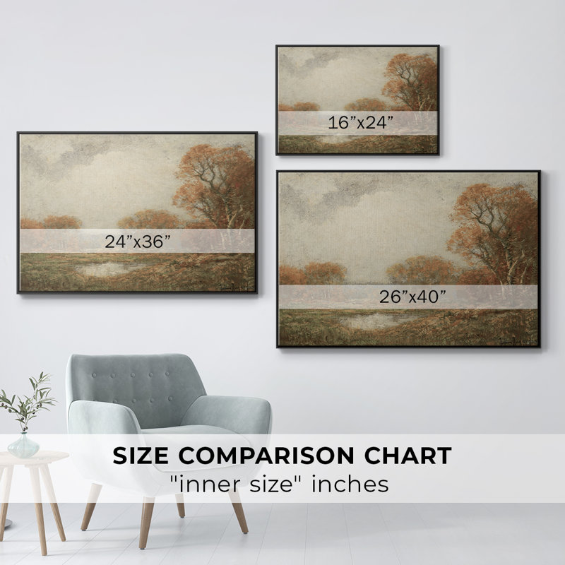 Paysage rétro DCBV, H 27 po x l 41 po x P 2 po, Toile avec cadre flottant noir