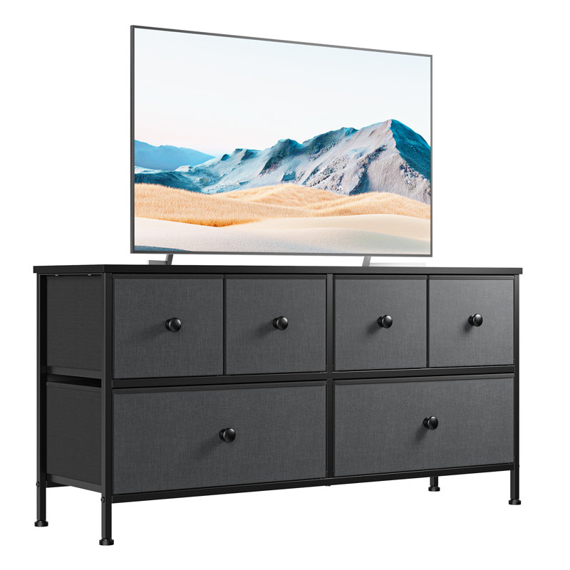 Marlenia 39.4'' W 6 - Drawer Dresser for Bedroom, Gray/Black