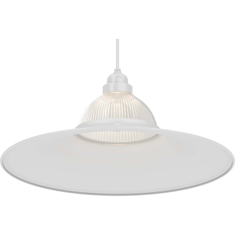 Attar 1-Light Indoor White Single Pendant with Clear Ribbed Glass Bowl Shade, White