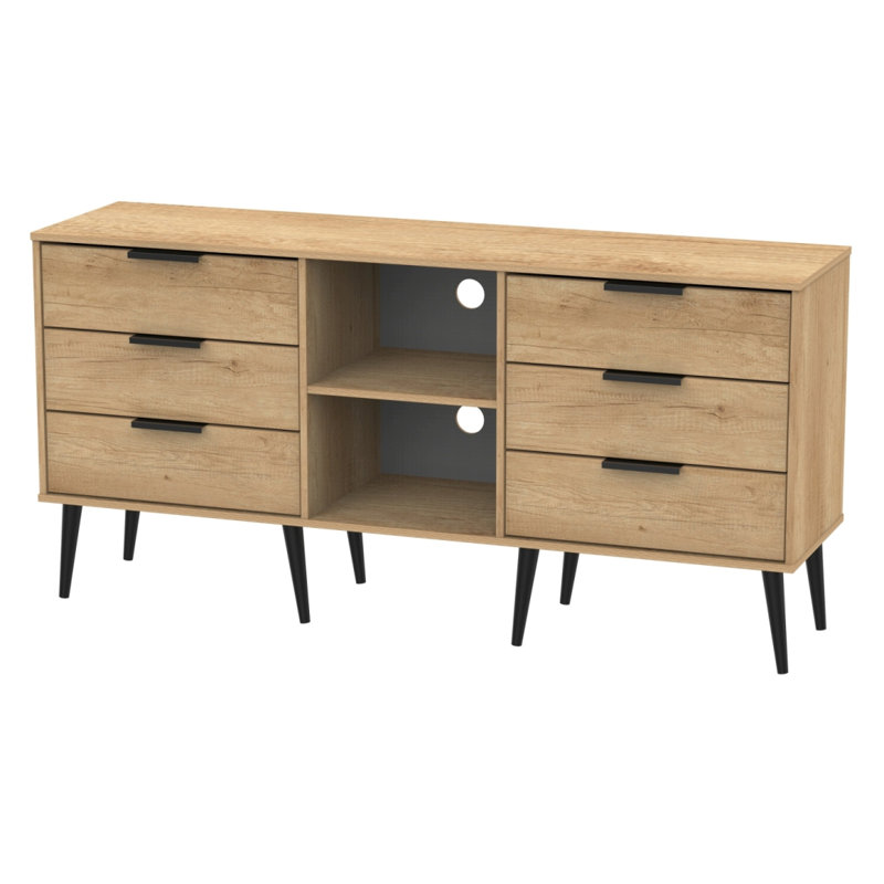 Fully Assembled Menifee 74 Cm Wide 6 Drawer Sideboard, Oak
