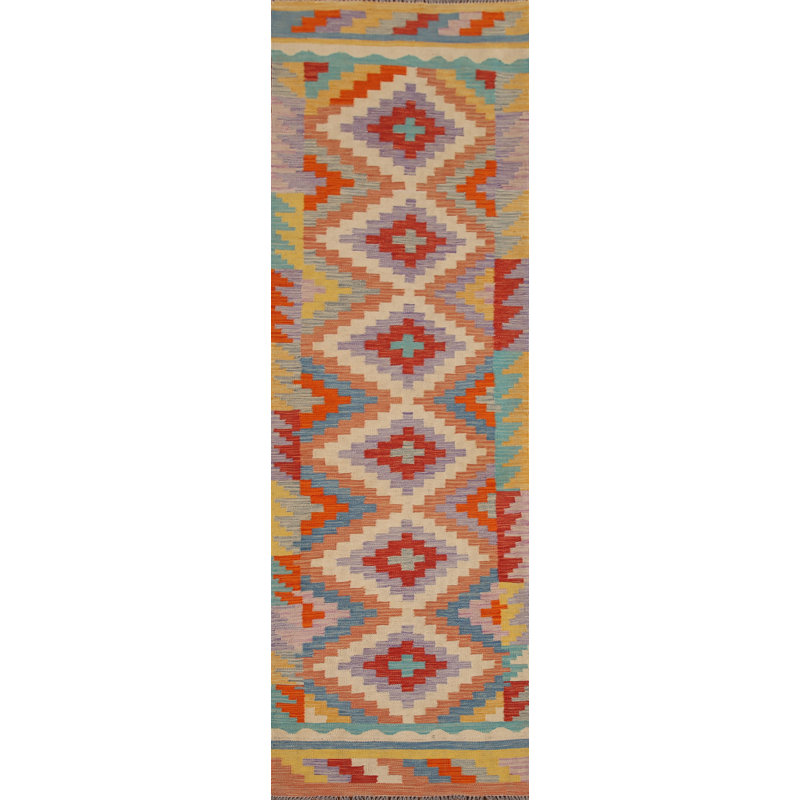 Geometric Kilim Oriental Runner Rug 3x10