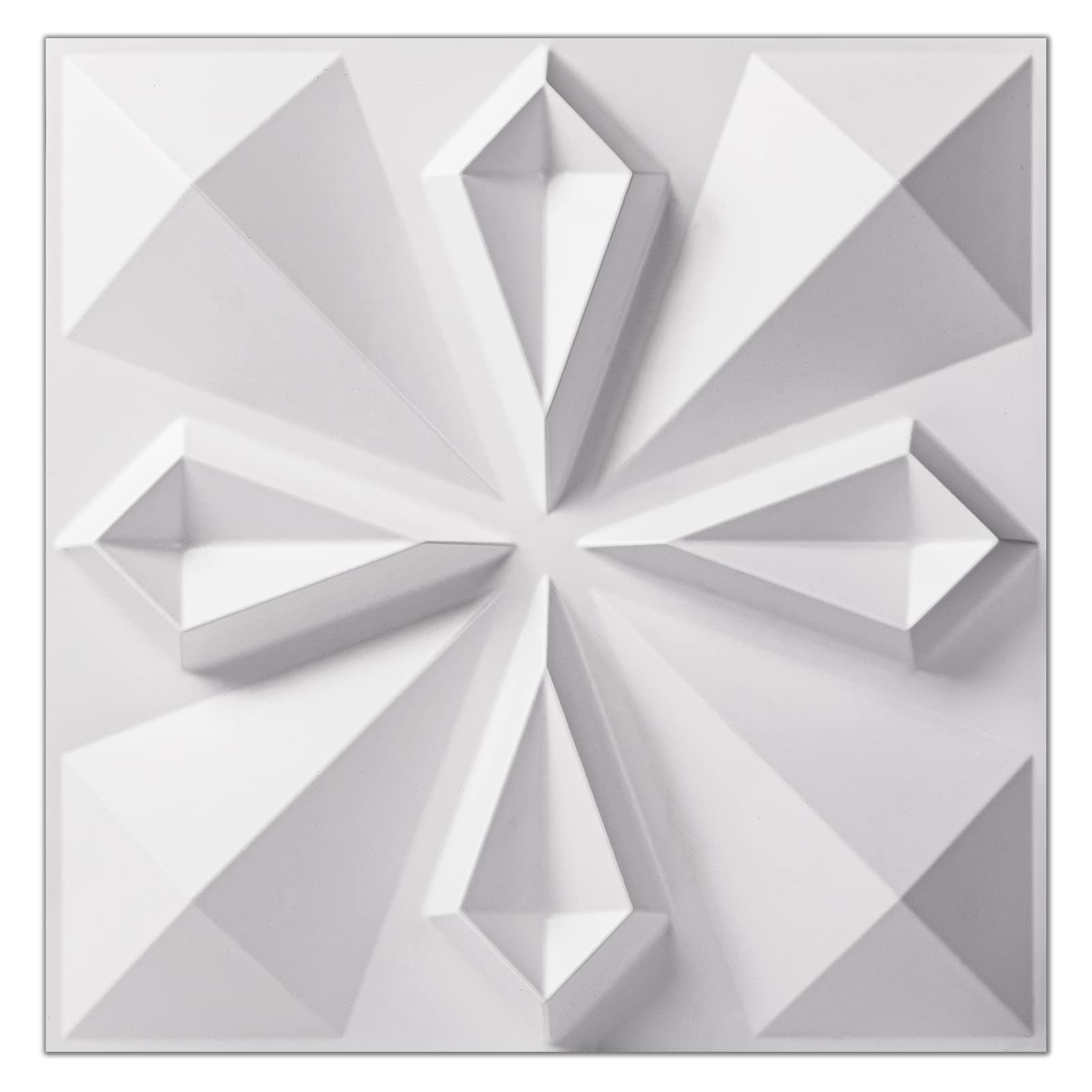 Art3dwallpanels – Lot de 33 panneaux muraux 3D en forme de diamant pour décoration intérieure, panneaux muraux texturés en PVC pour fleurs pour salon, hall d'entrée, chambre, hôtel, bureau, blanc