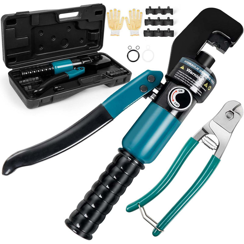 Hydraulic Terminal Crimper Tool With Battery Cable Lug And 9-Pairs Dies