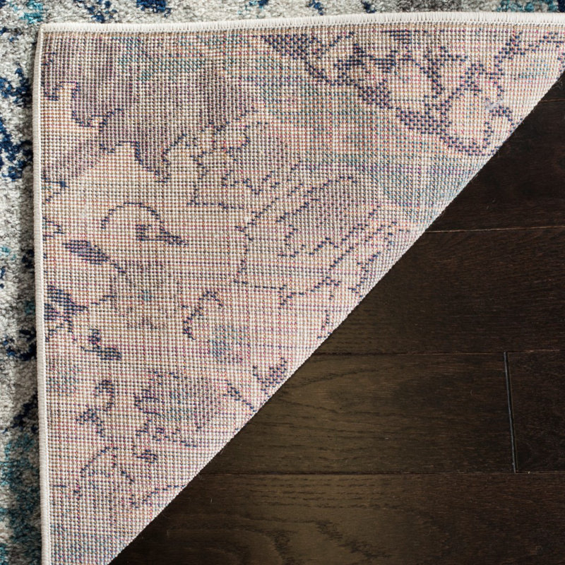 Tapis damassé crème / gris clair Christa, Carré 5 pi 3 po