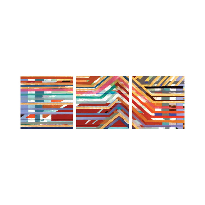 Zig Zag Triptych II - ensemble d'art mural sur toile tendue (ensemble de 3)