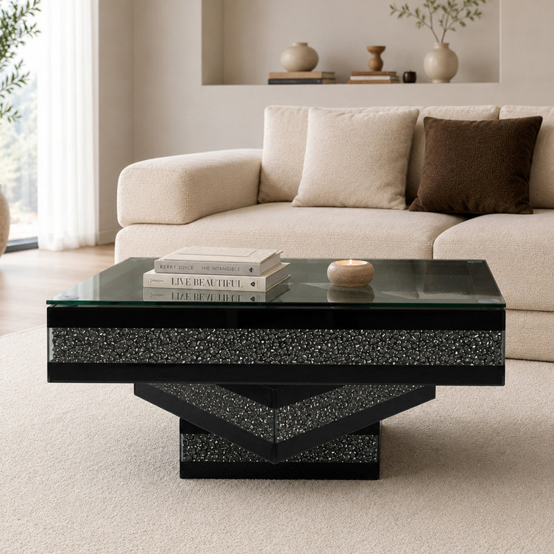 Table basse à motif de diamants broyés