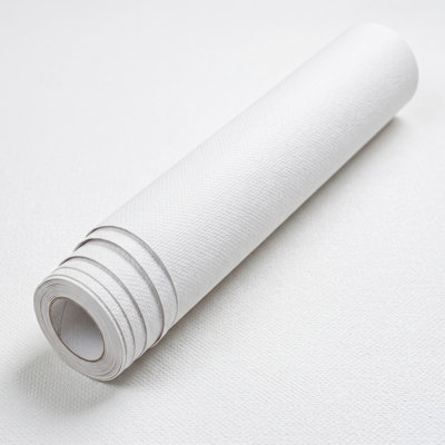 Papier peint auto-adhésif 15,7 po x 196,8 po - Tissu de contact texturé en faux lin beige, vinyle auto-adhésif et amovible - Blanc