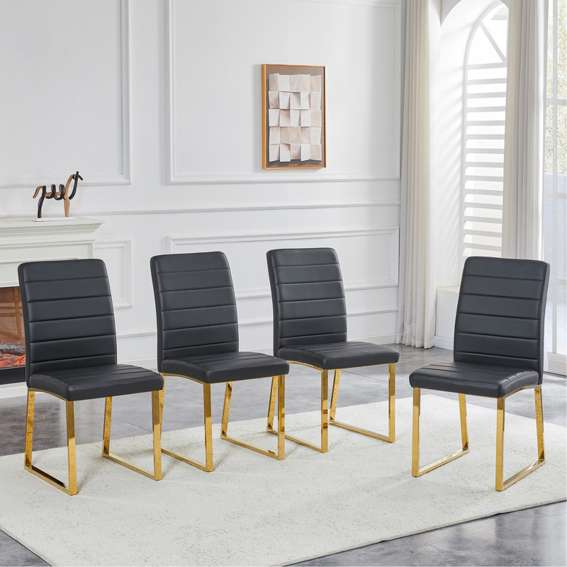 Ensemble de 4 chaises robustes: coussin épais de 2,1 po, structure en fer, parfait pour la maison ou le bureau. Couleurs classiques, excellent rapport qualité-prix