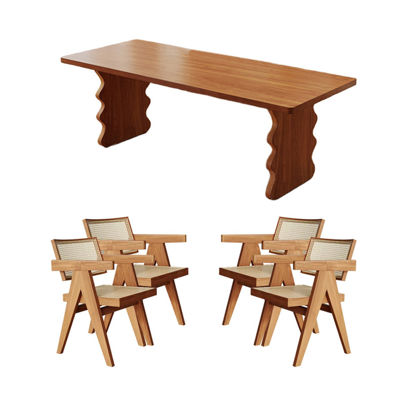 4 - Person Solid Wood Solid Wood Top Double Pedestal Dining Set, 29.53"H x 78.74"L x 35.43"W