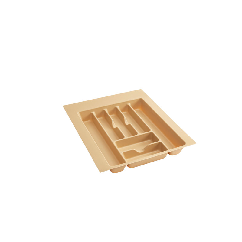 Organisateur de couverts en polymère à garniture de tiroir, Blanc, H 2,38 po x l 17,5 po x P 21,25 po