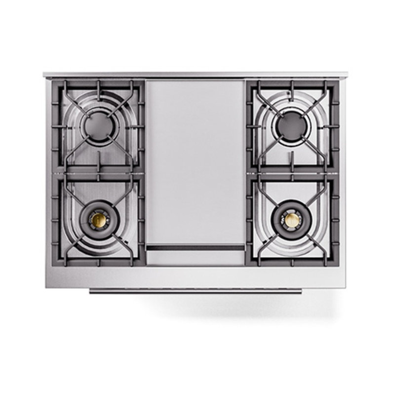  ILVE Professional Plus II 36 in Dual Fuel Range, 6 Sealed Burners, Griddle, Natural Gas, Ral Classic/Stainless Steel