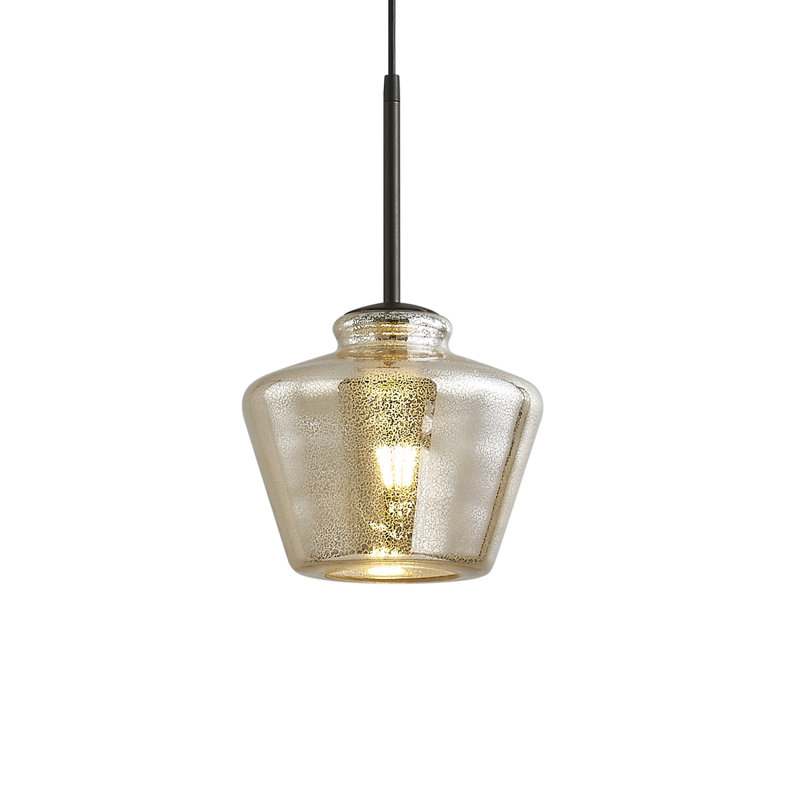 Luminaire suspendu 1 lumière Shwana, Bronze foncé, Mercurisé
