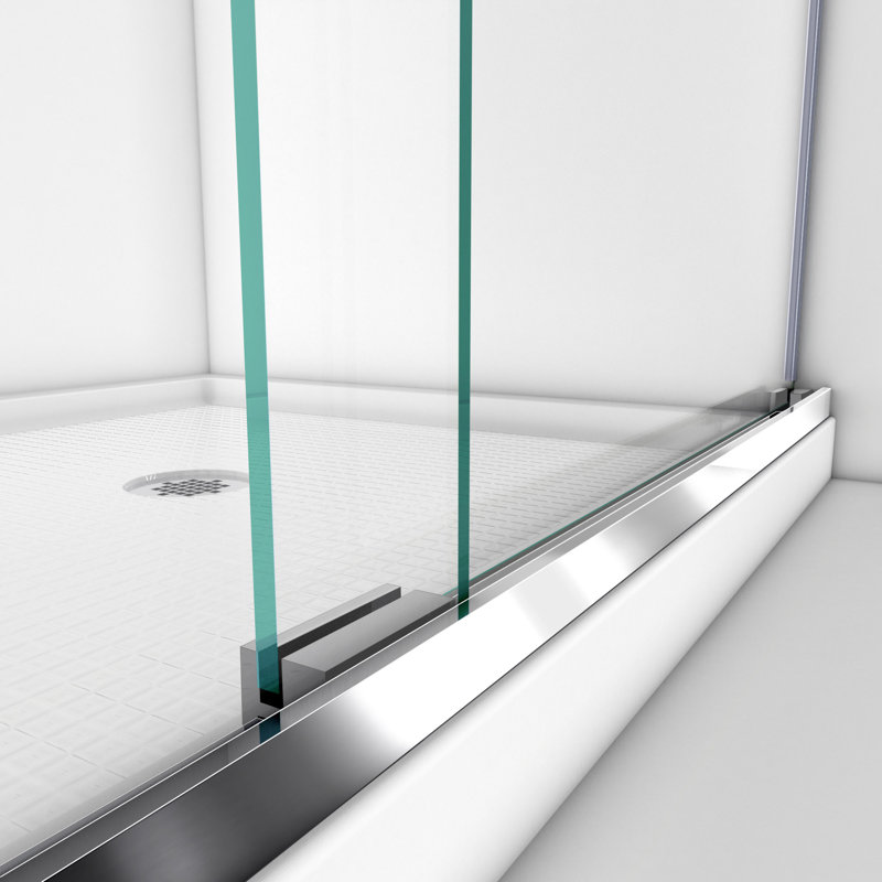 Charisma 60" x 78.75" Rectangle Bypass Sliding Shower Door with Base Included, Brushed Nickel/White, Center Drain