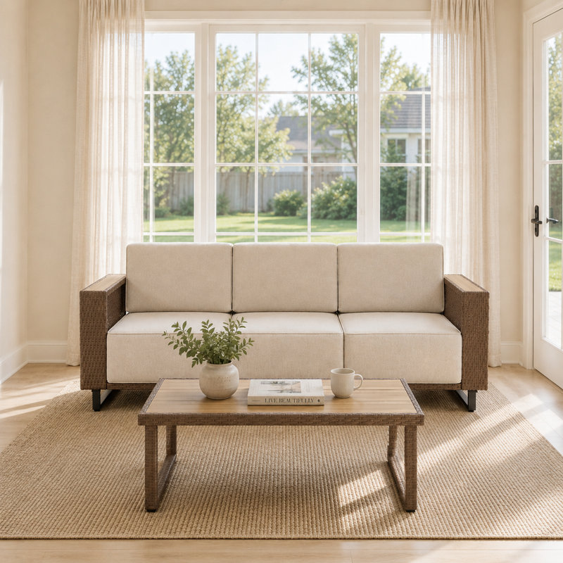 3-People Indoor Sofa & Coffee Table Set