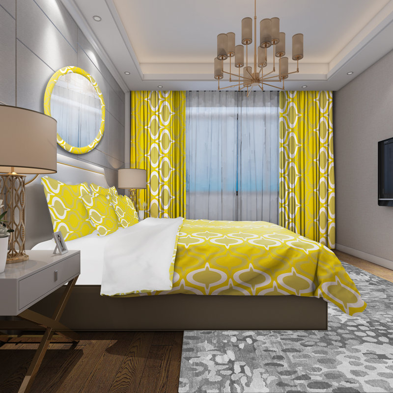 Yellow Pattern - Vintage Geometric Duvet Cover Set - Microfiber Polyester, Twin Duvet Cover + 1 Sham