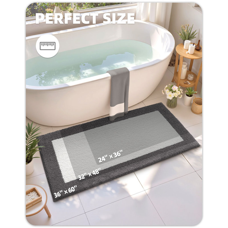 Tapis de bain avec envers antidérapant, Simple - L 36 po x l 24 po, Gris foncé