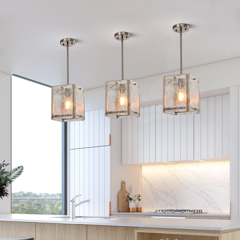 Kanode 1 - Light Dimmable Rectangular Glass Pendant, Nickel