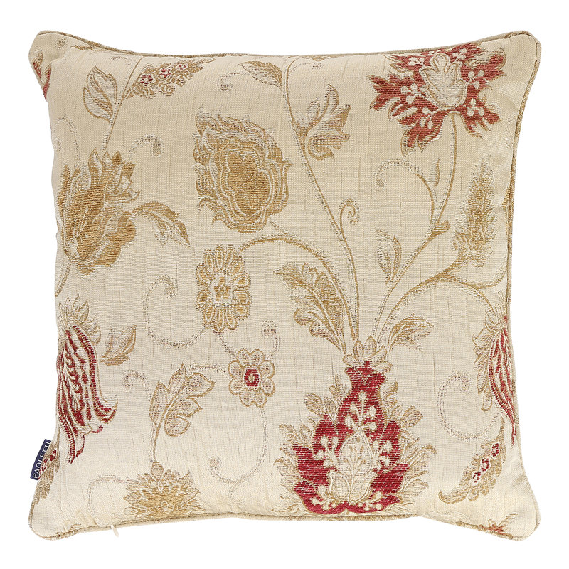 Floral Jacquard Polyester Filled Cushion, Champagne, 45 x 45cm